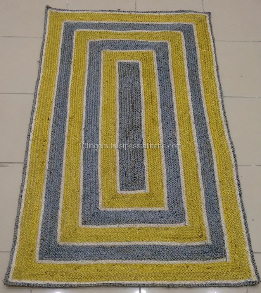 Rectangle Natural Jute Braided cheap rag rugs Export Quality Available in all sizes for Hotel living room