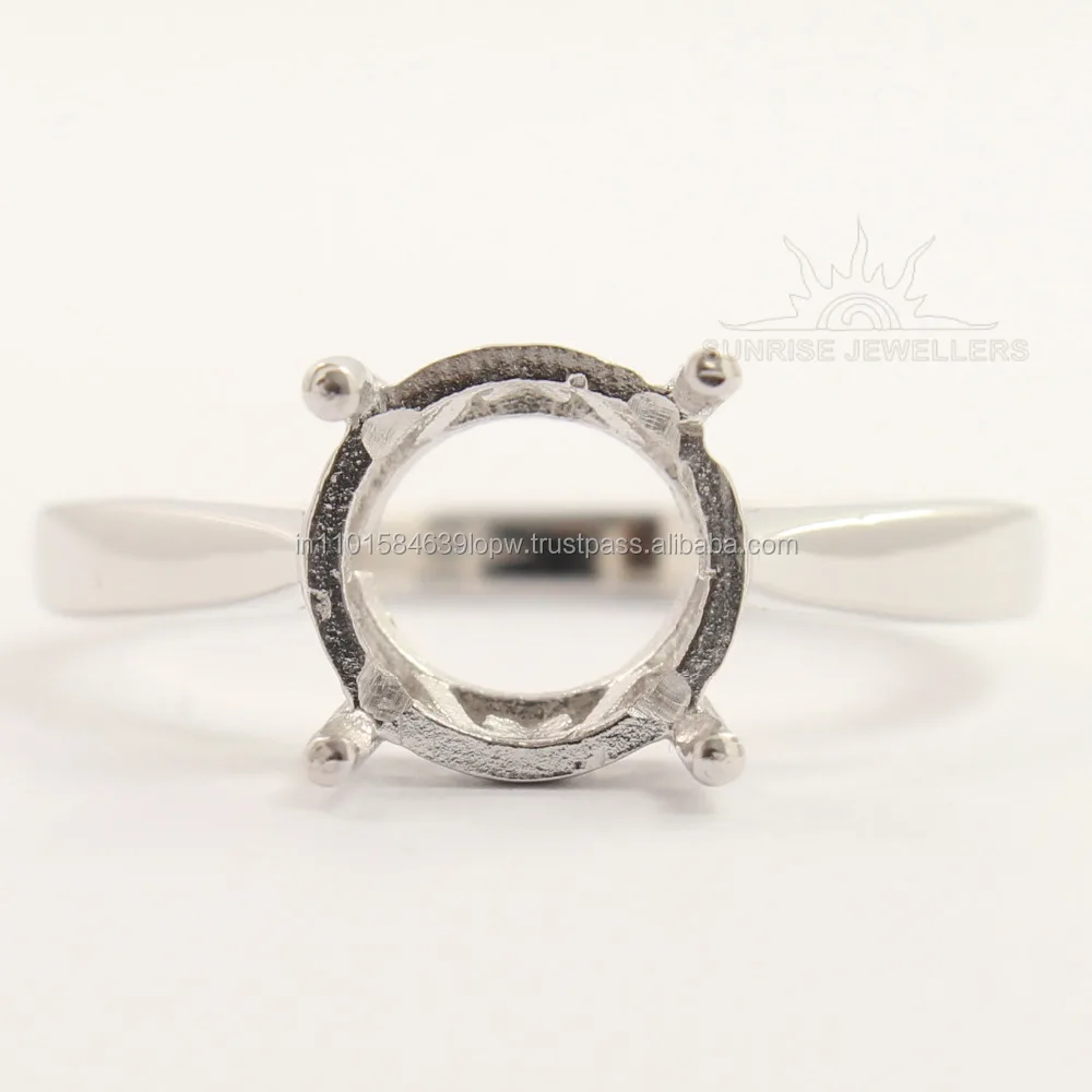 9 MM Round Semi Mount Ring-unique Ring-without Stone Ring-ready to Be Set with Your Own Stone-925 Sterling Silver 925 Trendy
