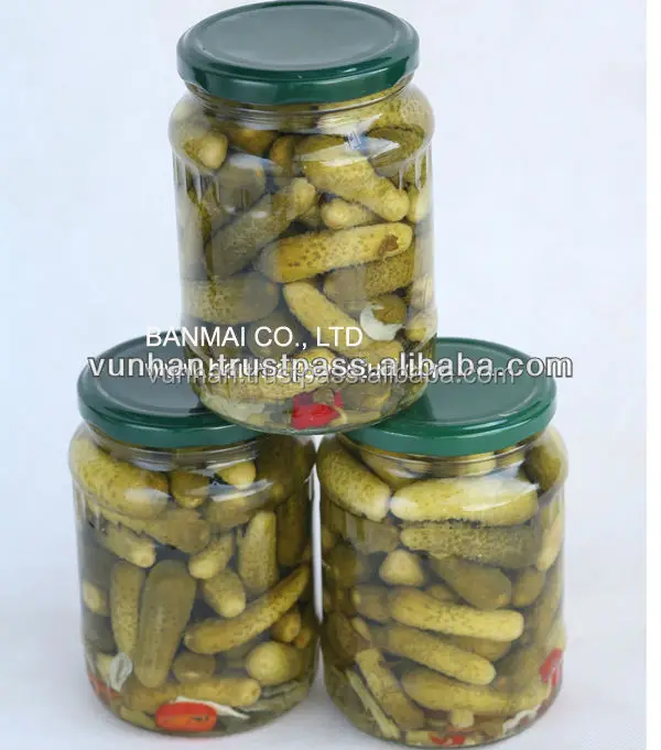 Vietnam Canned Pickled Baby Cucumbers in Glass Jar Sour Crunchy Cornichons in 5.5 - 6.5% Brix with HACCP / ISO Certification