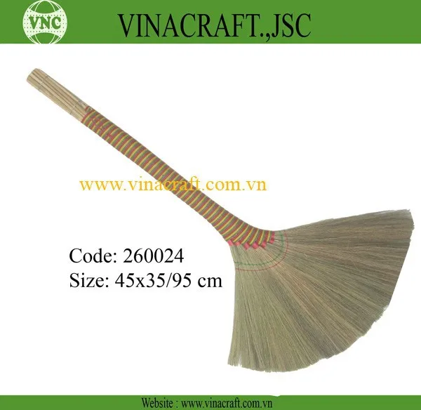 Vietnamese grass broom with colorful handle natural burma