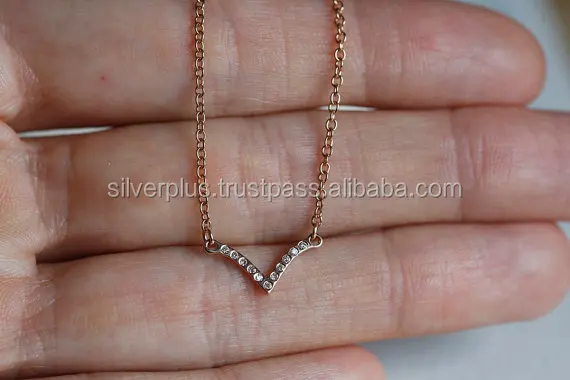 Natural Diamond Essential V Bracelet in Solid 14k Rose Gold Designer Jewelry Manufacturer