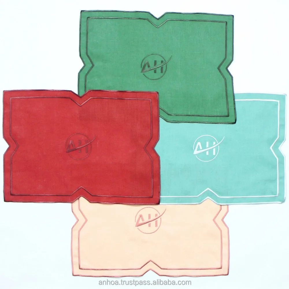 
Custom Logo Embroidered Edge Placemat Or Napkin 