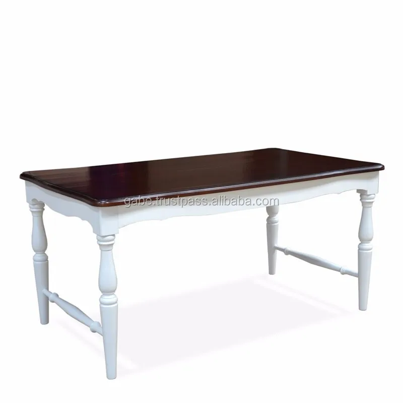 Furniture Dining Table Country Style Solid Wood mahogany two tone color 6 Chairs