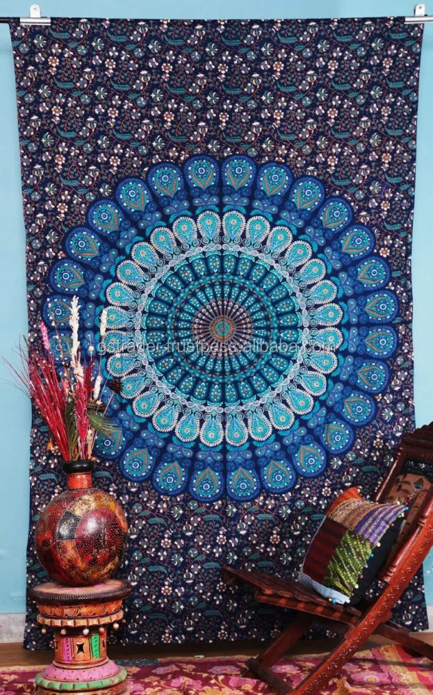 wholesale custom printed indian mandala tapestry,Rajasthani Home Textiles Handmade Printed Mandala Beach Hippie Cotton bed sheet