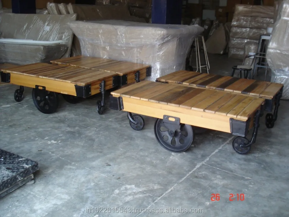 INDUSTRIAL Vintage Wheels furniture Coffee TABLE