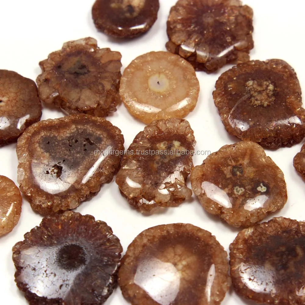 Brown Color Solar Quartz Agate Druzy Loose Stone For Jewelry Making Jewelry Brown Stone Collection Style Cut