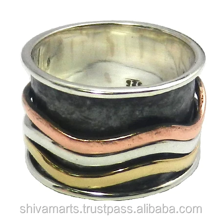 Hot Selling Wholesale Price Meditation Spinner Anxiety Worry Spin Eternity Vermeil Rings Gift For Her