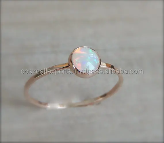 Opal Gem Stone Stack October Crystals Healing Birthstone Gold Hammered Silver Fine Custom Original Jewelry Rings