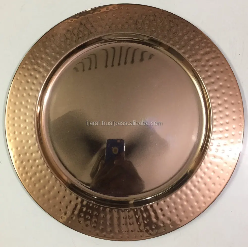 Charger Plates / Serving Plate / Metal Plate GOLD Plate Dish Round Stainless Steel Customized Pattern Engraving Polish