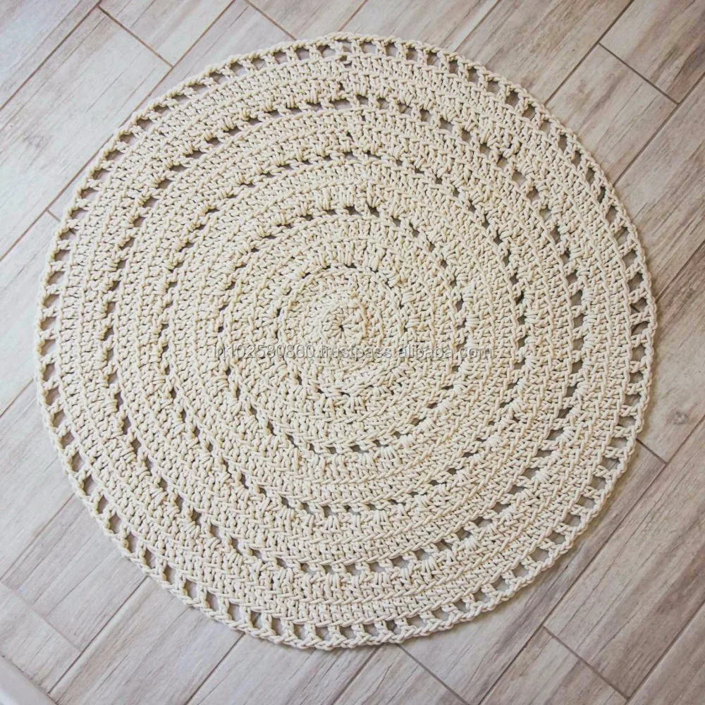 macrame Round rug crochet rug natural cotton rug bohemian home decor