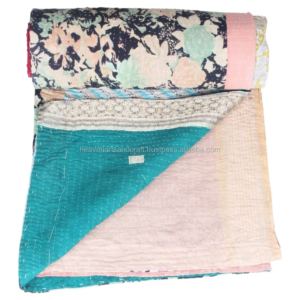 Индийское винтажное Хлопковое одеяло Kantha