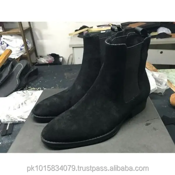 Мужские черные замшевые ботинки челси, новый дизайн, брендовые Ботинки Челси из натуральной кожи для мужчин, трендовые мужские модные на заказ