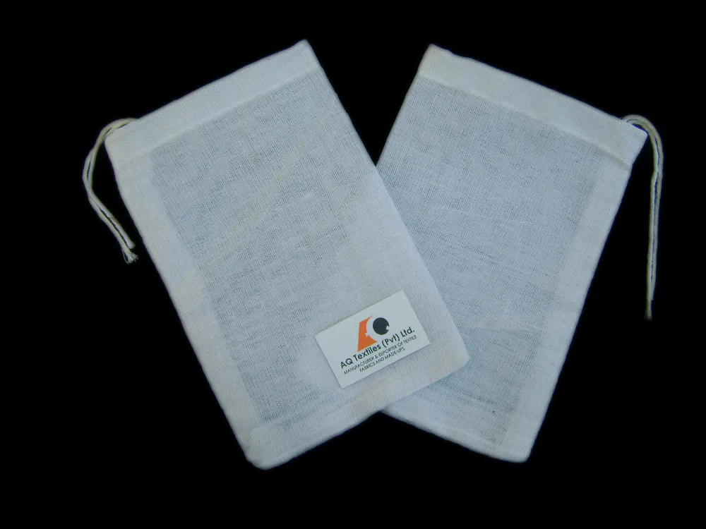 Мешок из белого муслина на шнурке-белый шнур на шнурке-Индивидуальный размер.