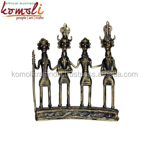 Dancing tribal bronze abstract African metal sculptures bell alloy dhokra design