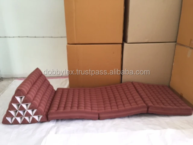 Thai triangle pillow 3 fold 10 holes / Mhorn Sarm liam Red silk kapok 100%