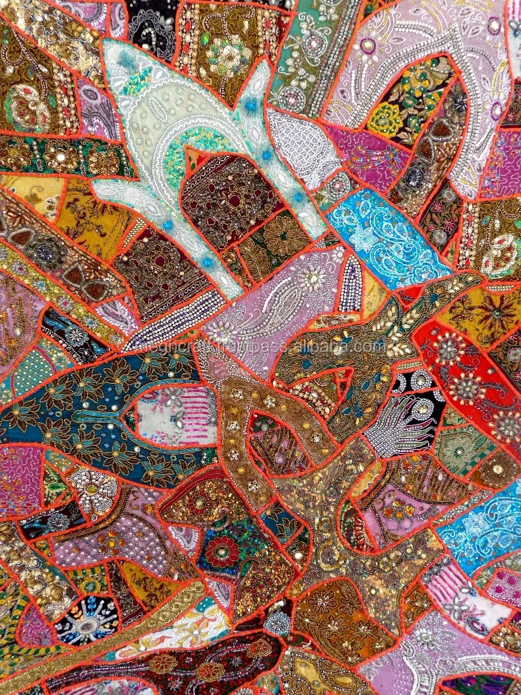 Indian tribal Handmade Tapestry-Wholesale Patch work Indian Ethnic beaded wall Hanging-Boho hippie Tapestry/Wall Piece/hanging