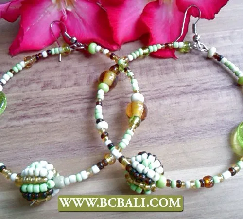 hoop earrings beads glass handmade design