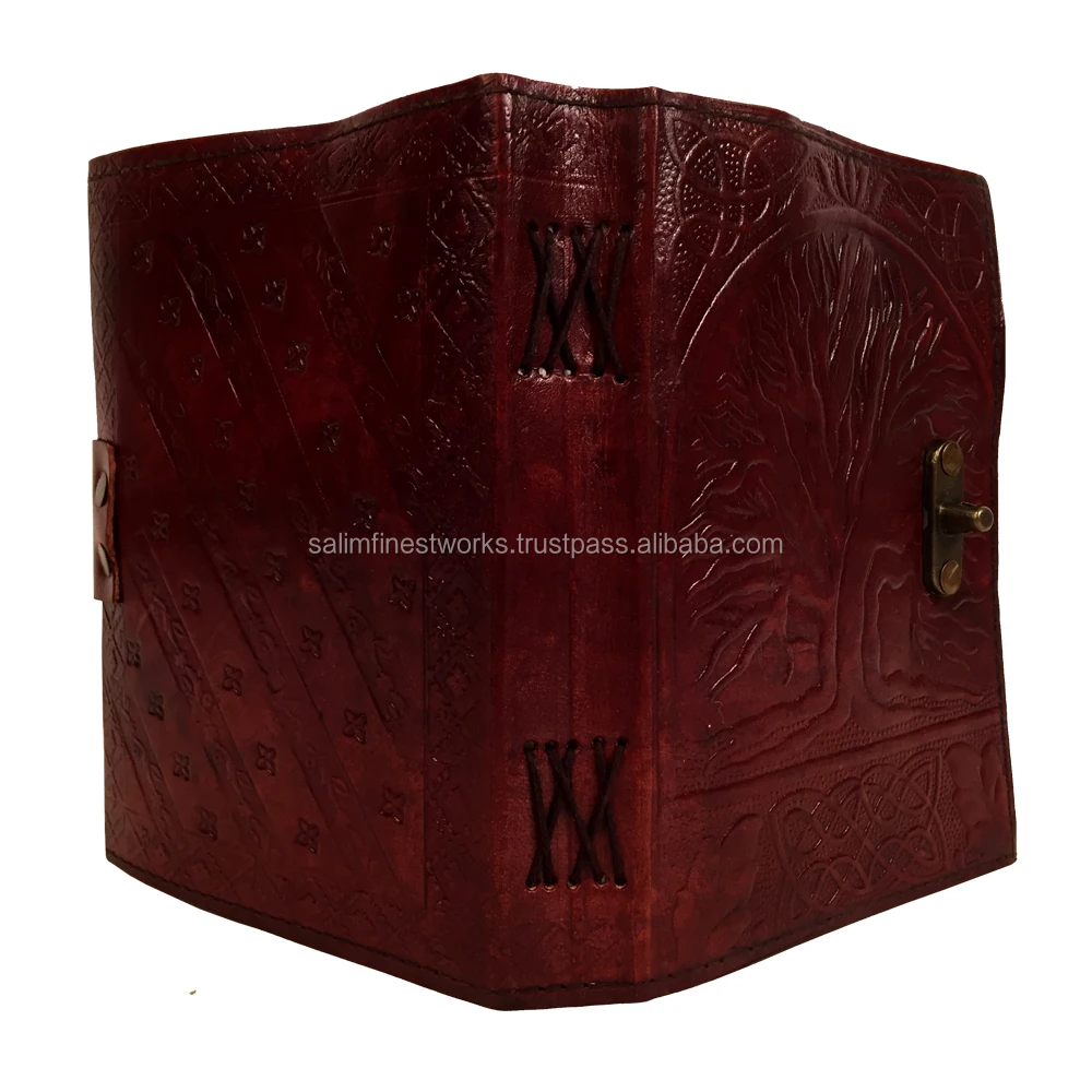 Handmade Tree of Life Tooled Leather Blank Journal Diary Notebook Book Brown Beautiful Book
