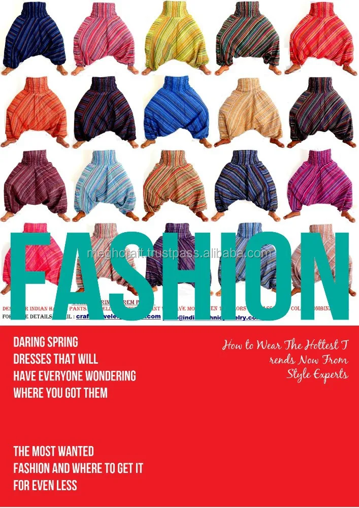 Womens Ladies New Ali Baba Baggy Gypsy Boho Indian Harem Trousers/Pants