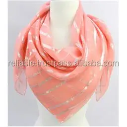 Our New narrow Silver Lurex Stripes on Silk Chiffon Scarves