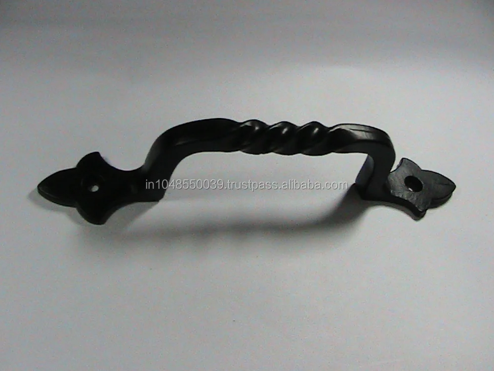 Victorian Hand Forged Classical Twisted Wrought Iron Kitchen Cabinet Handles Antique Black Finish Economical Forging Services