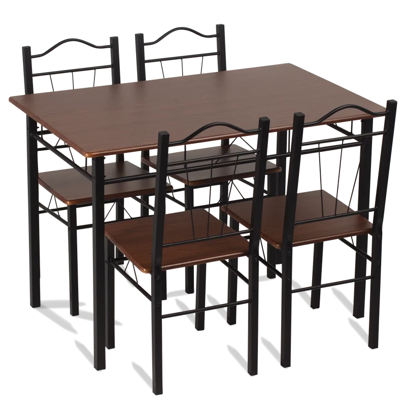 Metal cheap modern dining set table and four chairs Carmen 20009 Beech Maple Wenge Oak Dark walnut colors