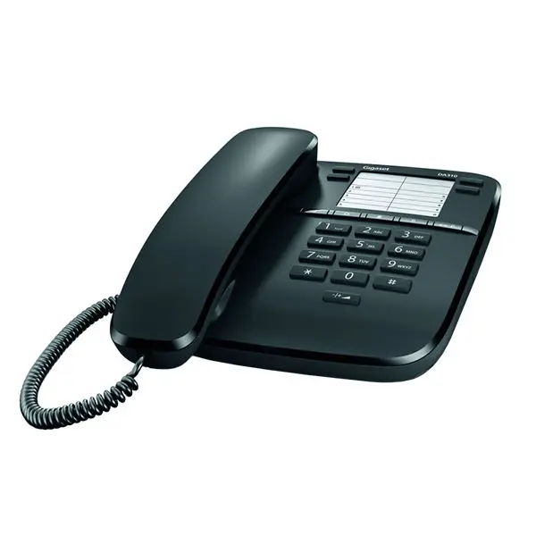 Corded telephone with 10 speed dial numbers GIGASET DA310 Black White colors