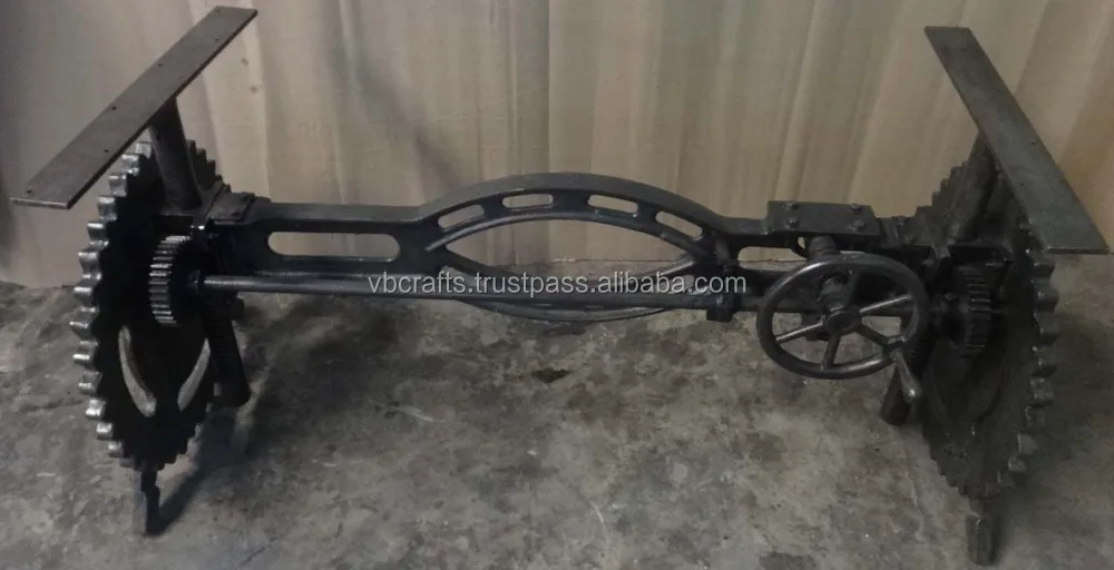 Cast Iron Worm Gear Crank Mechanism Hand Lifting Adjustable Cafe Restaurant Banquet Wedding Party Dining Table