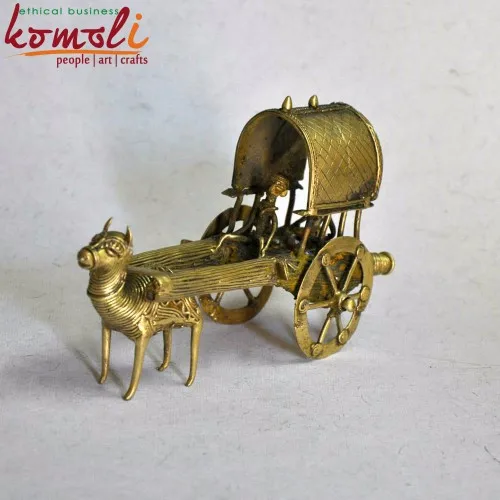 Dhokra cart miniature bronze metal sculpture for home decorative miniatures