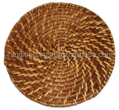 Vietnam Supplier Elegant Wicker Rattan Placemats Round For Wedding Table Decoration With Reasonable Price