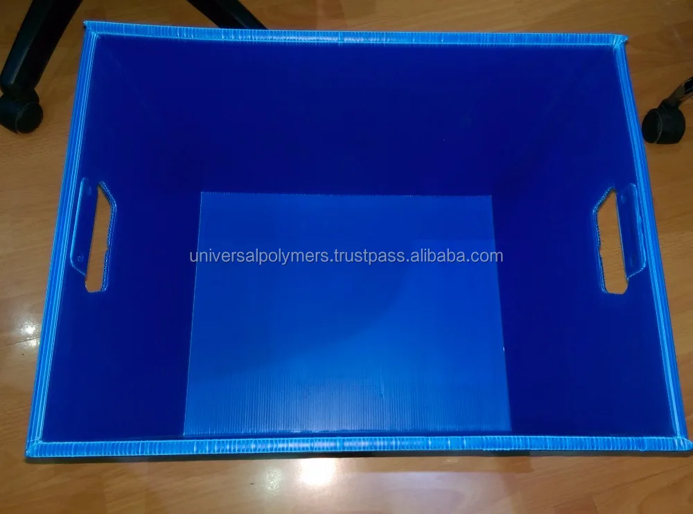 UP PP plastic corrugated boxes blue color 600 x 400 x 300 mm customized size food grade ASTM  iso 9001:2015 industrial grade