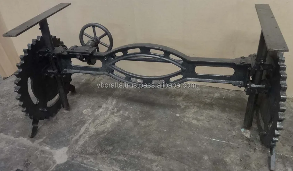 Cast Iron Worm Gear Crank Mechanism Hand Lifting Adjustable Cafe Restaurant Banquet Wedding Party Dining Table