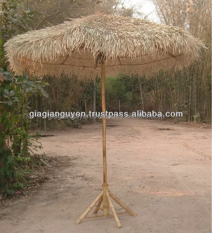 THATCH/ SEAGRASS/ PALM LEAF BAMBOO UMBRELLA_CHEAPEST PRICE 2017 (email : Info@gianguyencraft.com)