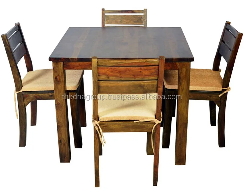 Indian traditional wooden dining table set with cushion chair