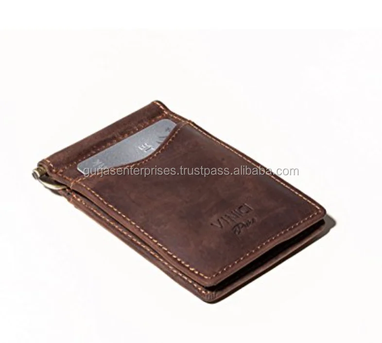 
100% genuine leather wallets money Clip Organizer 