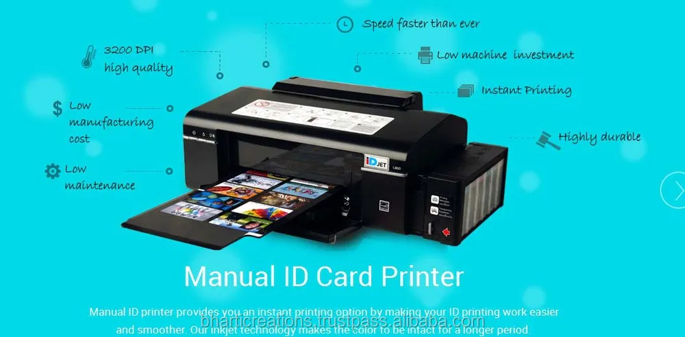 INKJET PVC Manual ID Card Printer with 10 Card Tray