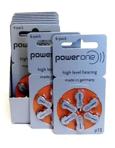 hearing aid battery power one zinc air hot sale A10 A13 A675 A312 button cell batterieis for non rechargeable hearing aids