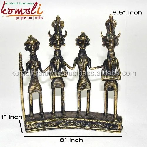 Dancing tribal bronze abstract African metal sculptures bell alloy dhokra design