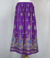 Indian handwork Rayon Skirt Boho Hippie Casual Sequin Work Long Embroidered Skirts Wrap Tribal Peasant Sequin Gypsy women wears