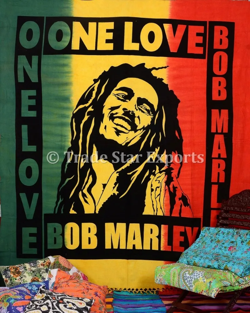 Bob Marley One Love Queen Tapestry Indian Hippie Bedspread Boho Wall Hanging Hand made Wall Hanging Tapestry