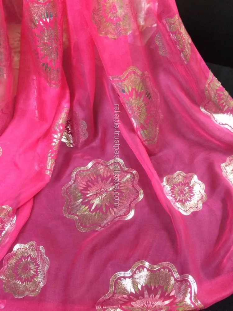 Clothing Decoration Silk Stain Scarves Warm Soft Comfortable Chiffon Scarf With Foil Prints Pure Premium Silk Made Scarves