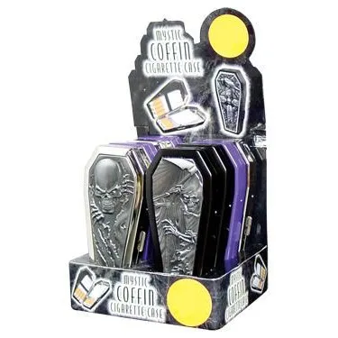 METAL RELIEF COFFIN CIG CASE #026881L