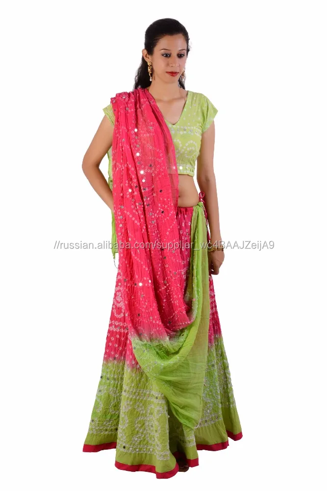 Раджастхани Bandhej Lehenga Чоли Для Женщин