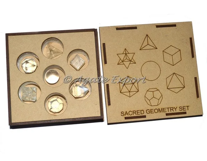 Crystal Quartz Sacred Geometry Set With Square Gift Box