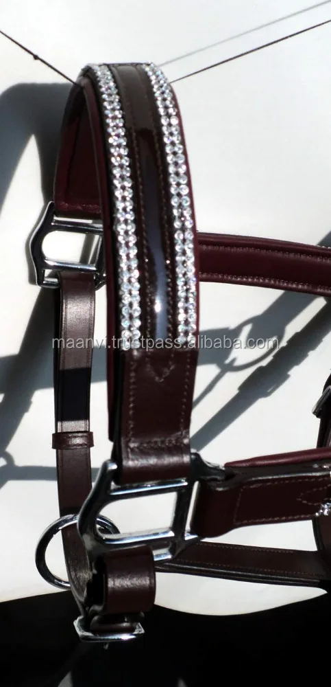 Classic Halter leather hater comfortable Genuine Leather Padded Horse Halter and Head collar Leather Adjustable Halter
