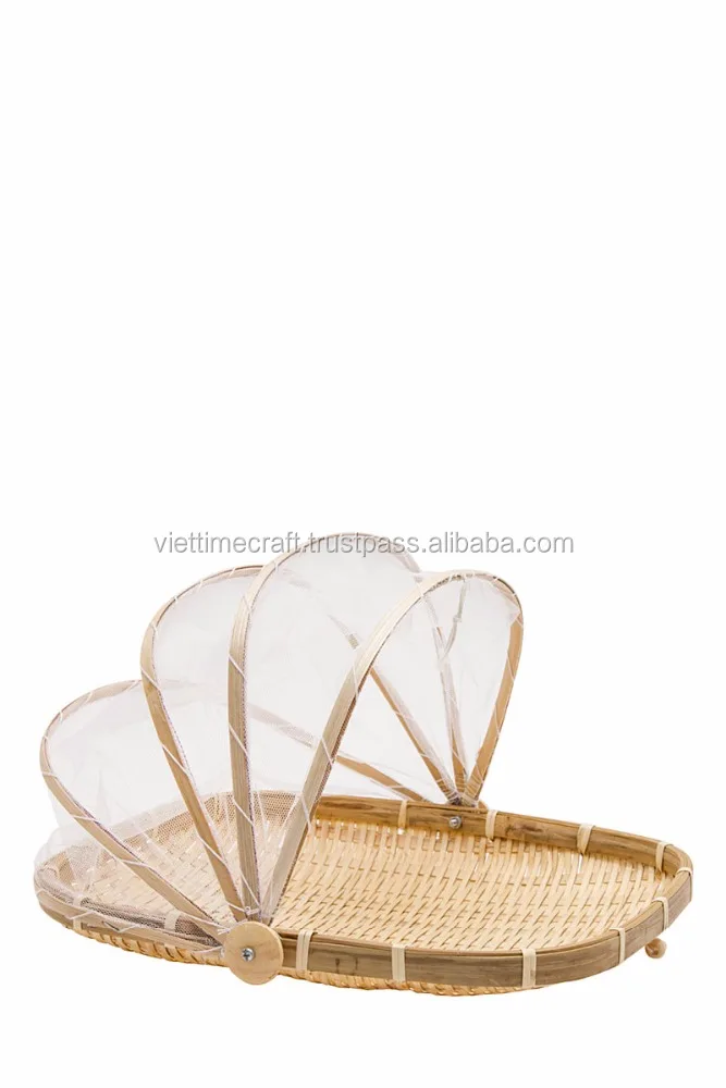 Дешевая бамбуковая корзина для фруктов с крышкой сетчатый чехол сделано во Вьетнаме