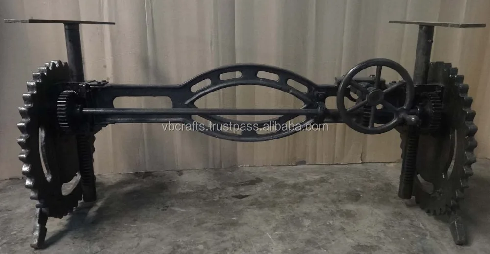 Cast Iron Worm Gear Crank Mechanism Hand Lifting Adjustable Cafe Restaurant Banquet Wedding Party Dining Table