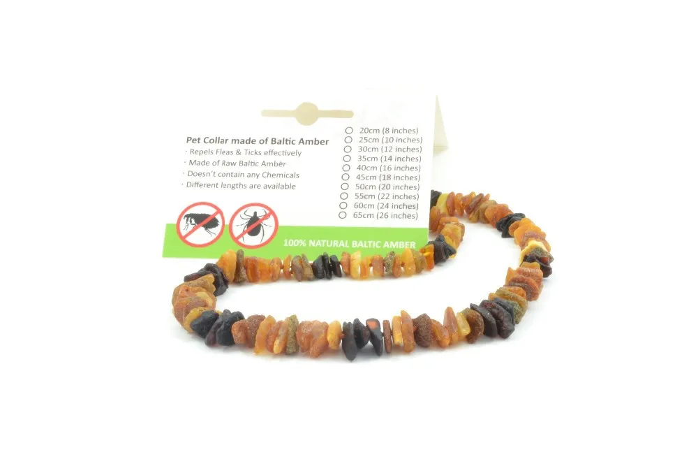 Amber Pet Necklaces for Cats and Dogs, Raw Amber Beads, Various Lengths