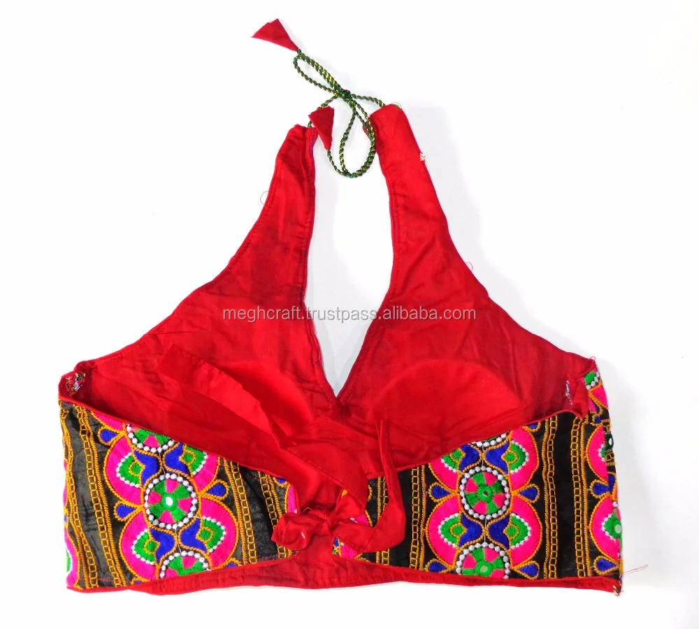 Wholesale Indian Traditional handmade kutchi Embroidered Blouse-Bollywood Style Halter Neck Blouse-Party Wear blouses /Crop top