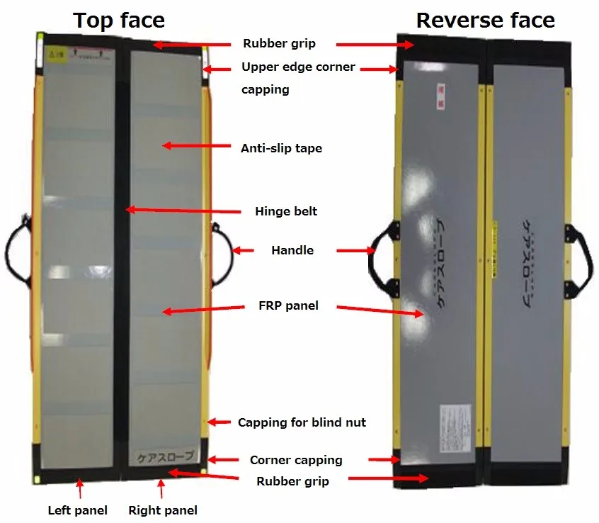 Durable handicapped wheelchair ramp for wheelchair, electric wheelchair and etc made in Japan easy to carry and heavy duty